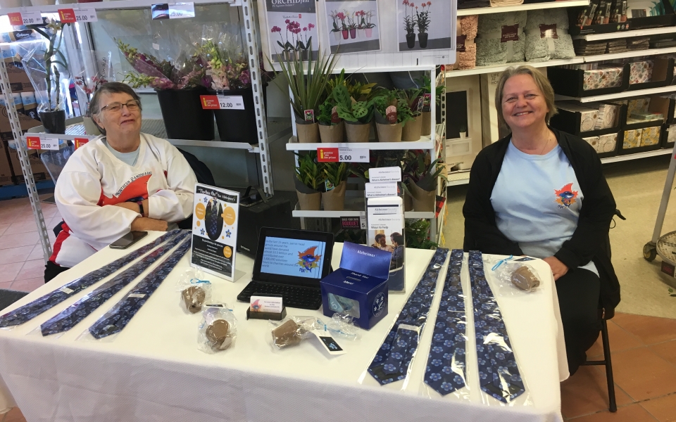 Barb & Cathy Selling Ties for Alzheimer’s